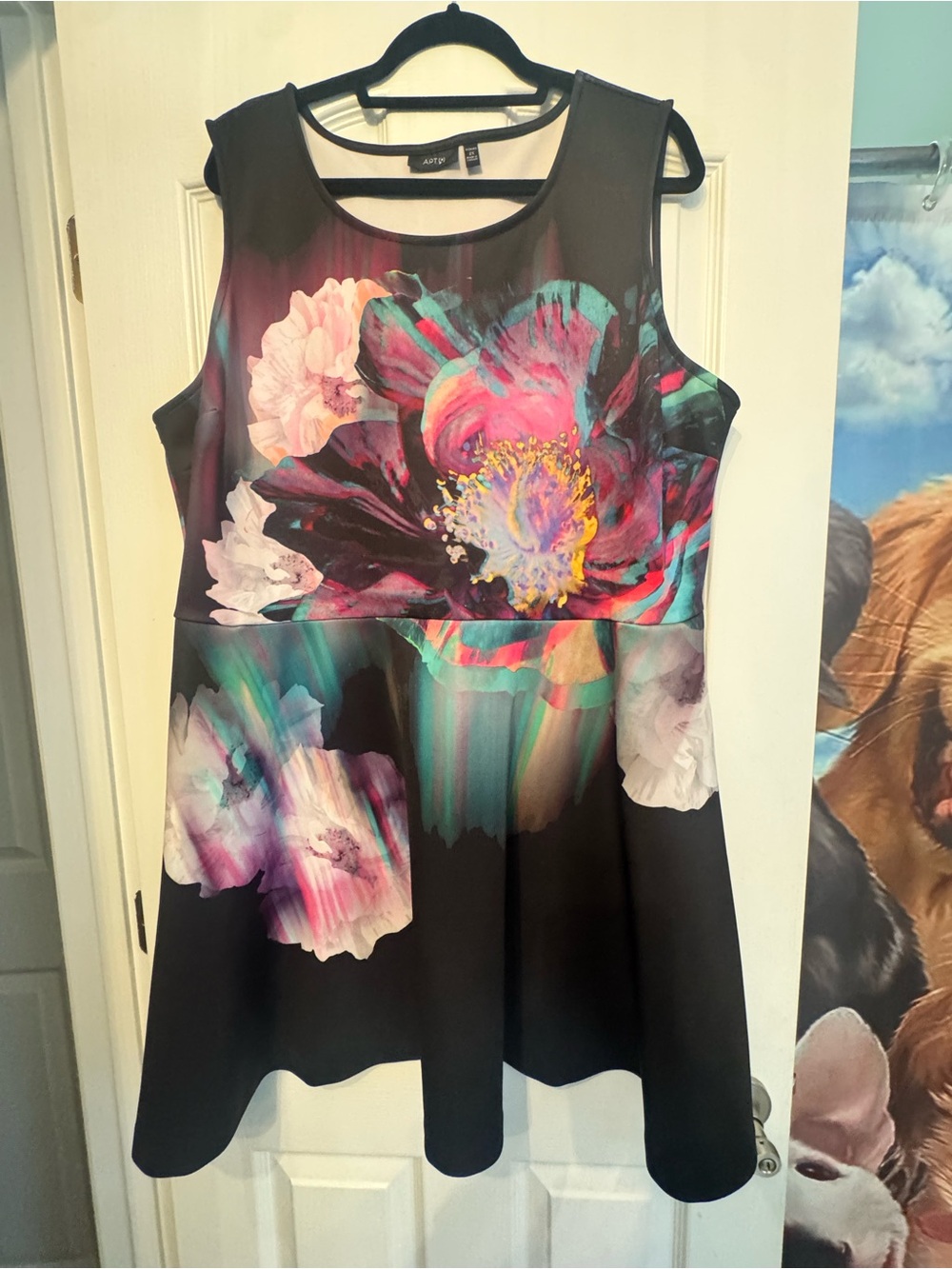 Apt. 9 Black Floral Fit & Flare Sleeveless dress